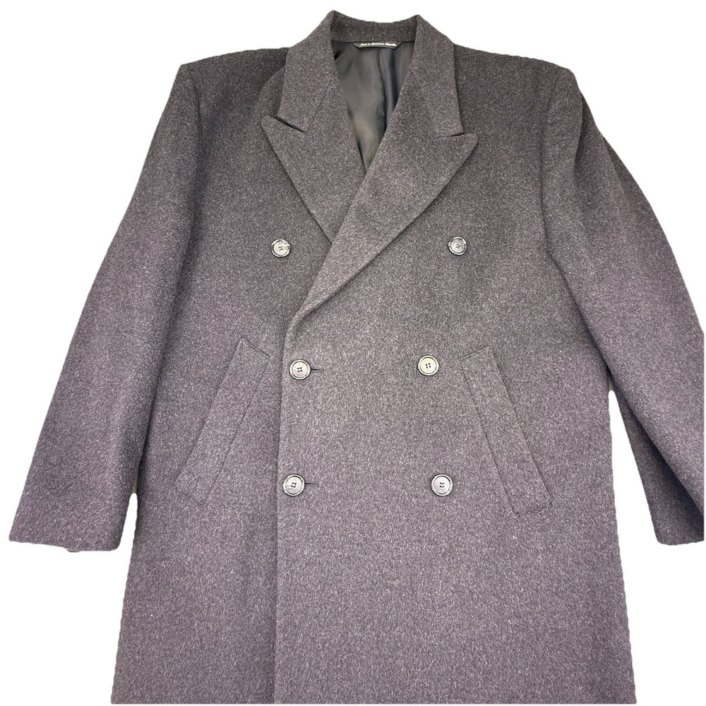Alfani Men's 38S Black Trench Coat For‎ Macy's Double Breasted Wool Cashmere EUC